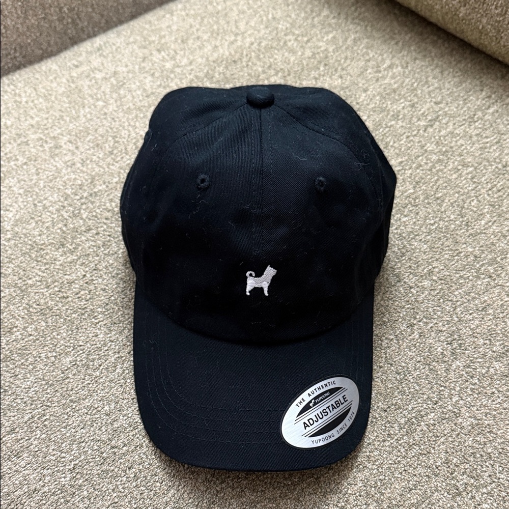 Yupoong The Classics Black Adjustable Cap with Dog Logo